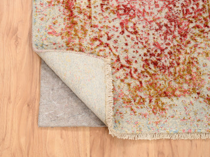 Pink 2'6" x 6'0" Modern / Contemporary Hand knotted Wool/Silk Rug - Sku: O063184