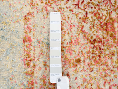 Pink 2'6" x 6'0" Modern / Contemporary Hand knotted Wool/Silk Rug - Sku: O063184