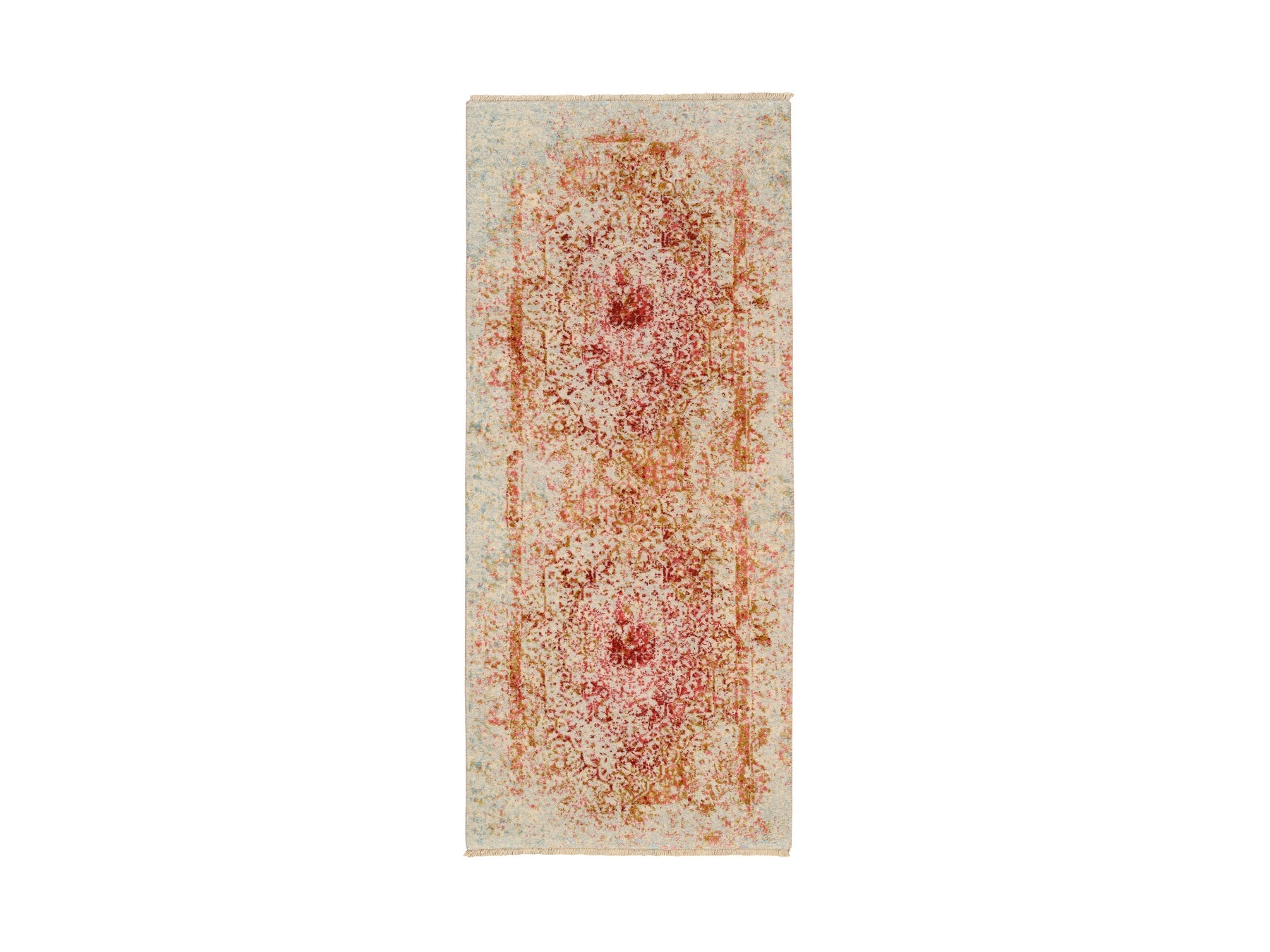 Pink 2'6" x 6'0" Modern / Contemporary Hand knotted Wool/Silk Rug - Sku: O063186