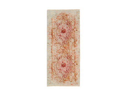 Pink 2'6" x 6'0" Modern / Contemporary Hand knotted Wool/Silk Rug - Sku: O063186