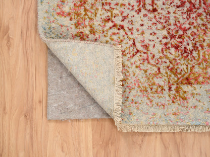 Pink 2'6" x 6'0" Modern / Contemporary Hand knotted Wool/Silk Rug - Sku: O063186
