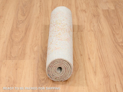 Pink 2'6" x 6'0" Modern / Contemporary Hand knotted Wool/Silk Rug - Sku: O063186