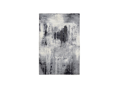 Ivory 3'1" x 5'0" Modern and Contemporary Hand knotted Wool/Silk Rug - Sku: O063189