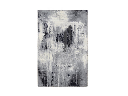 Ivory 3'0" x 4'10" Modern and Contemporary Hand knotted Wool/Silk Rug - Sku: O063193