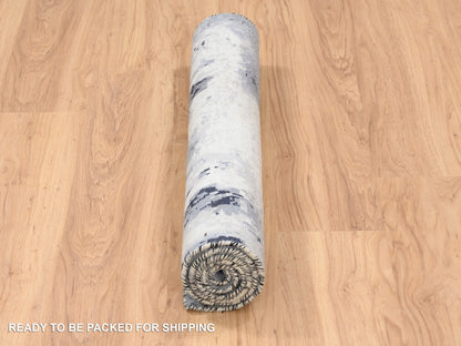 Ivory 3'0" x 4'10" Modern and Contemporary Hand knotted Wool/Silk Rug - Sku: O063193