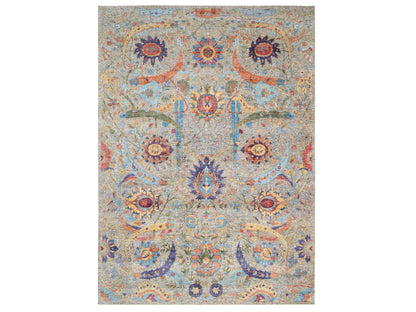 Ivory 9'1" x 12'4" Transitional Hand knotted Wool/Silk Rug - Sku: O063199