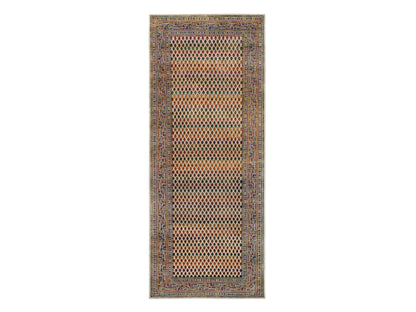 Sarouk Modern / Contemporary hand-knotted wool/sari silk runner in Beige, 4' x 10' — SKU O063225