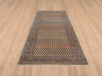 Beige 4'0" x 10'0" Modern and Contemporary Hand knotted Wool/Silk Rug - Sku: O063225