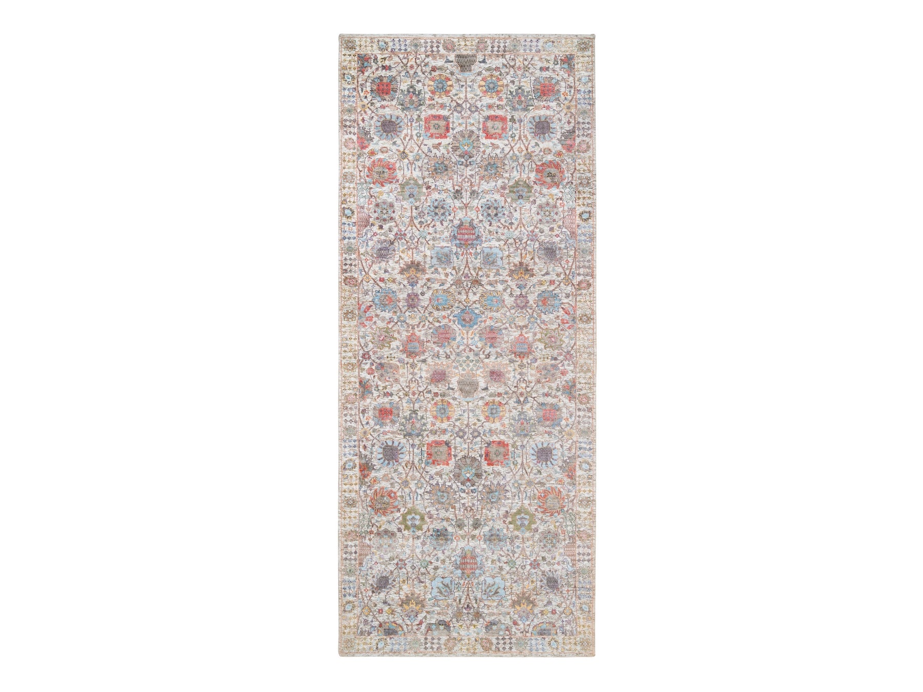 Ivory 4'1" x 10'3" Transitional Hand knotted Wool/Silk Rug - Sku: O063245