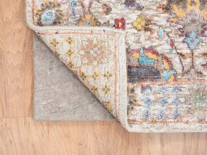 Ivory 4'1" x 10'3" Transitional Hand knotted Wool/Silk Rug - Sku: O063245