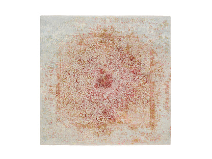 Pink 8'2" x 8'1" Modern / Contemporary Hand knotted Wool/Silk Rug - Sku: O063252