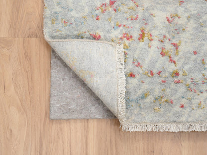 Pink 8'2" x 8'1" Modern / Contemporary Hand knotted Wool/Silk Rug - Sku: O063252
