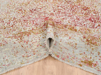 Pink 8'2" x 8'1" Modern / Contemporary Hand knotted Wool/Silk Rug - Sku: O063252