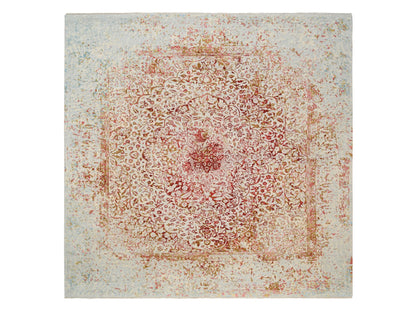 Pink 10'1" x 10'0" Modern / Contemporary Hand knotted Wool/Silk Rug - Sku: O063253