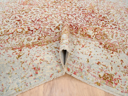Pink 10'1" x 10'0" Modern / Contemporary Hand knotted Wool/Silk Rug - Sku: O063253