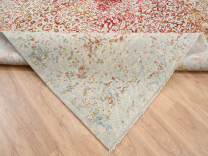 Pink 10'1" x 10'0" Modern / Contemporary Hand knotted Wool/Silk Rug - Sku: O063253