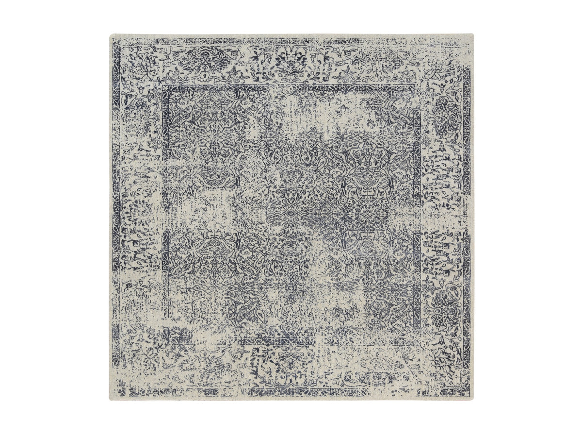Modern / Contemporary hand-knotted wool/art silk rug in Gray, 8' x 8' — SKU O063257