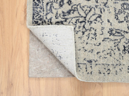 Grey 8'0" x 8'0" Modern / Contemporary Handloom Wool/Silk Rug - Sku: O063257