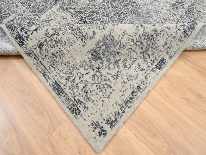 Grey 8'0" x 8'0" Modern / Contemporary Handloom Wool/Silk Rug - Sku: O063257