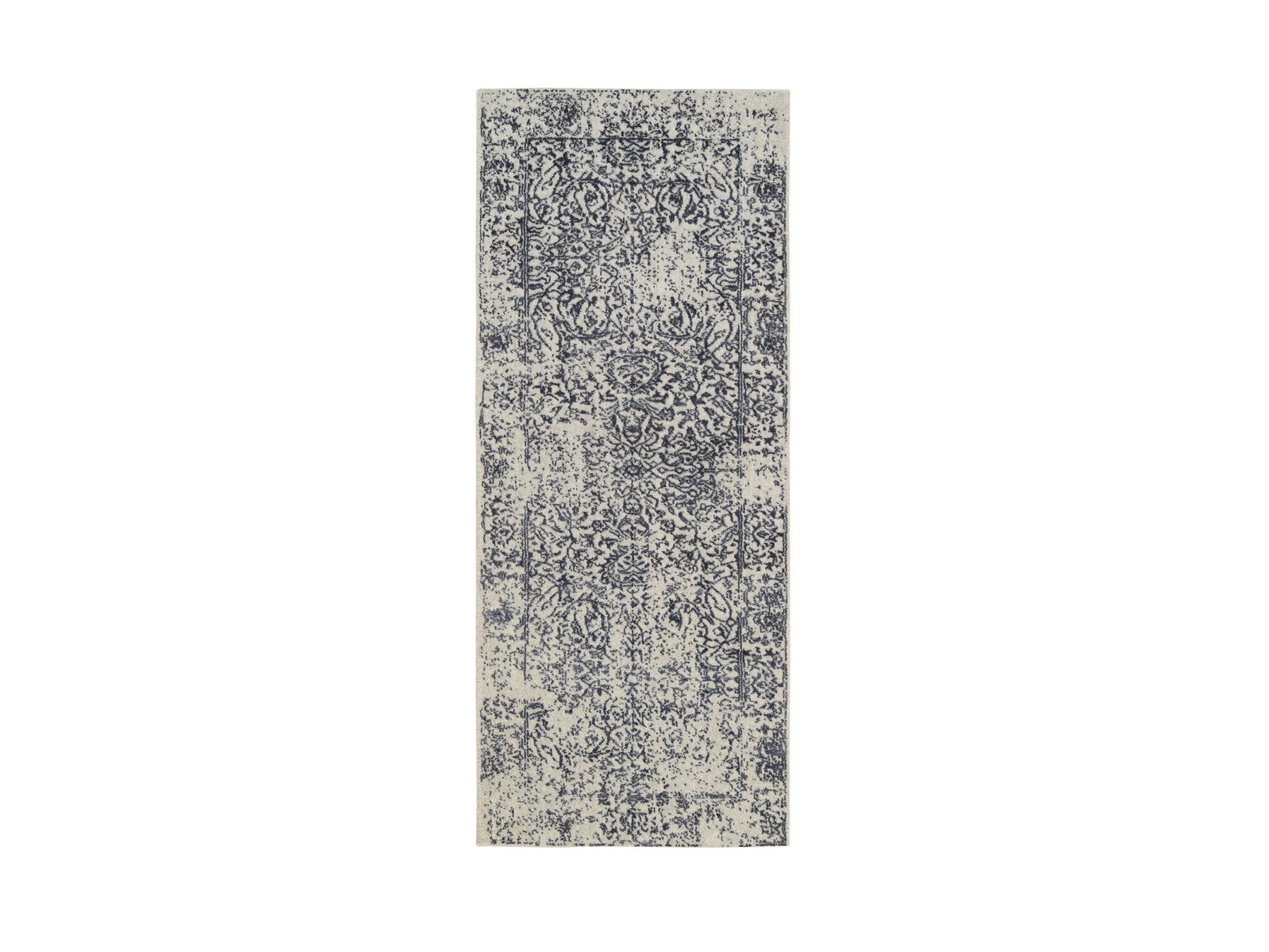 Modern / Contemporary hand-knotted wool/art silk runner in Gray, 2'6" x 6' — SKU O063260