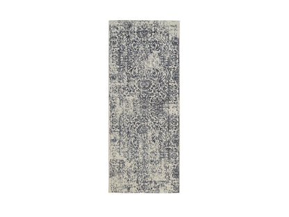 Modern / Contemporary hand-knotted wool/art silk runner in Gray, 2'6" x 6' — SKU O063260