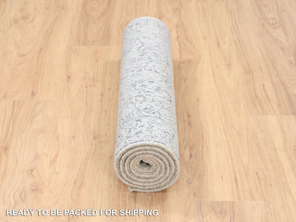 Modern / Contemporary hand-knotted wool/art silk runner in Gray, 2'6" x 6' — SKU O063260 (view 6)