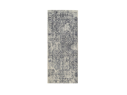 Grey 2'6" x 6'1" Modern / Contemporary Handloom Wool/Silk Rug - Sku: O063262