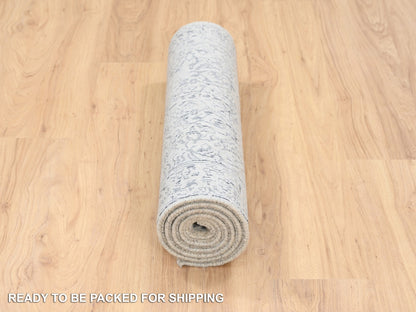 Modern / Contemporary hand-knotted wool/art silk runner in Gray, 2'6" x 6'1" — SKU O063262 (view 6)