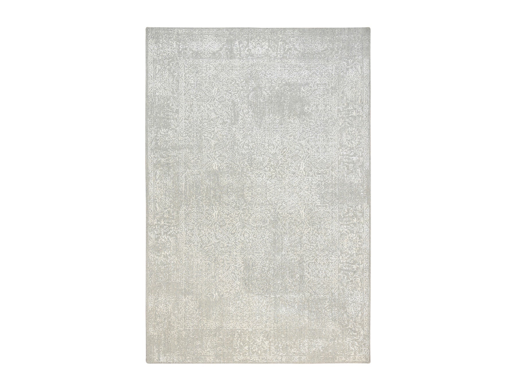Modern / Contemporary hand-knotted wool/art silk rug in Beige, 6' x 9'2" — SKU O063264