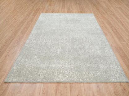 Modern / Contemporary hand-knotted wool/art silk rug in Beige, 6' x 9'2" — SKU O063264 (view 3)