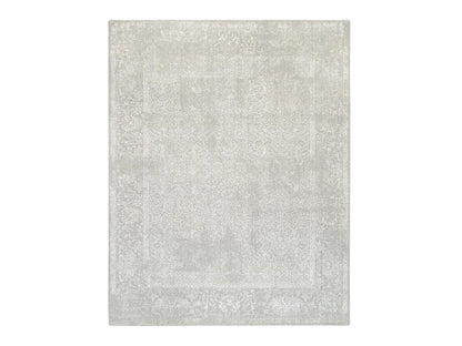 Modern / Contemporary hand-knotted wool/art silk rug in Beige, 8' x 10' — SKU O063267