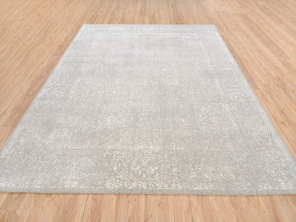 Modern / Contemporary hand-knotted wool/art silk rug in Beige, 8' x 10' — SKU O063267 (view 2)
