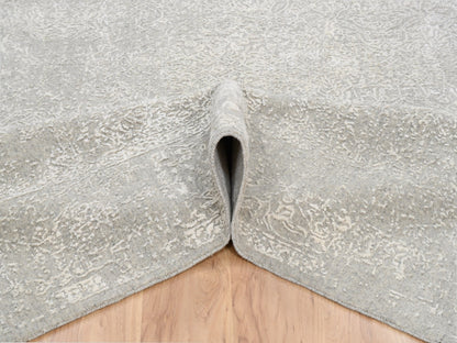 Modern / Contemporary hand-knotted wool/art silk rug in Beige, 8' x 10' — SKU O063267 (view 5)