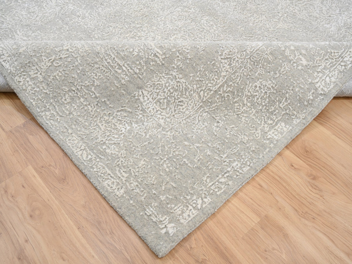 Modern / Contemporary hand-knotted wool/art silk rug in Beige, 8' x 10' — SKU O063267 (view 6)