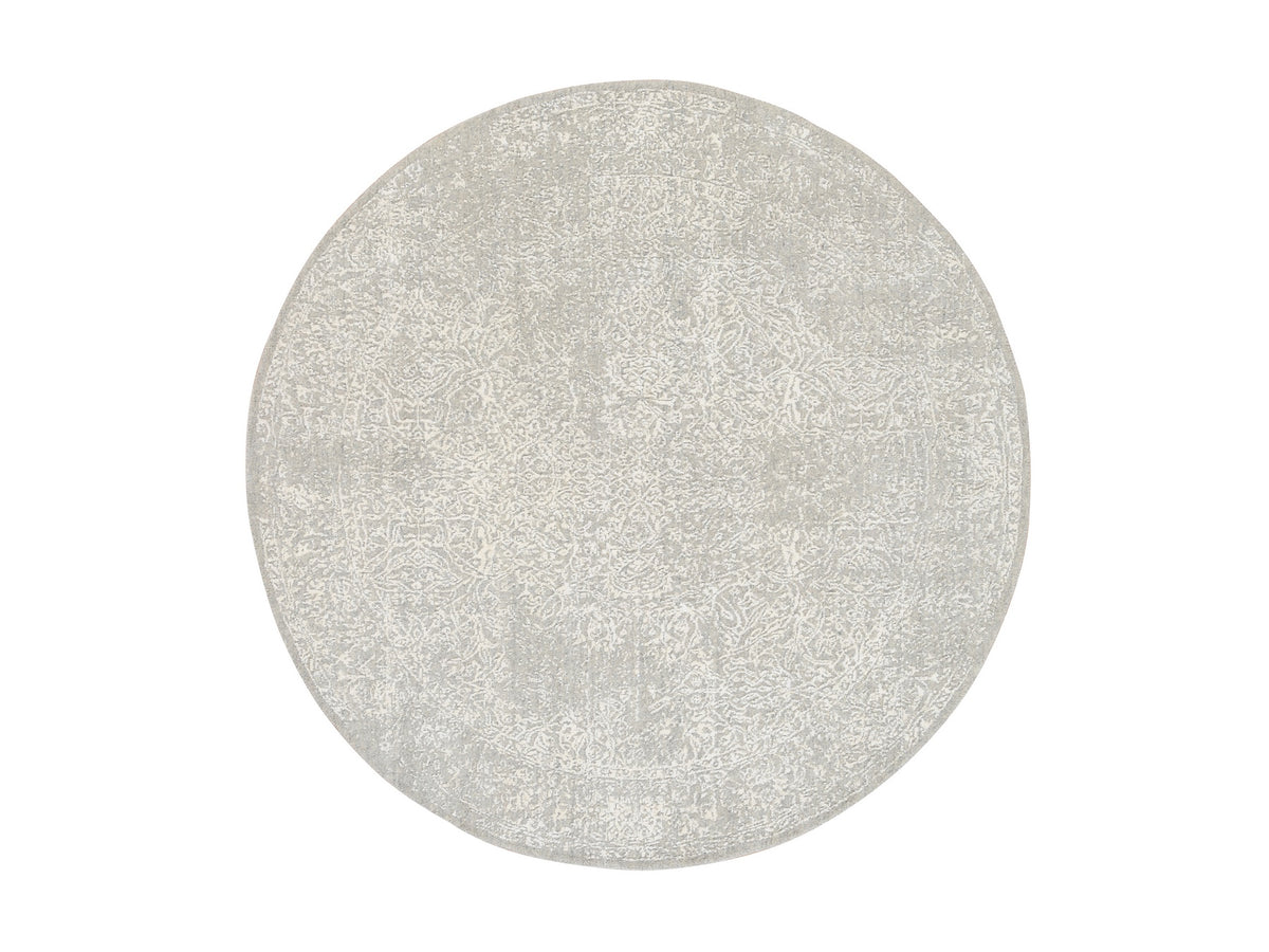 Modern / Contemporary hand-knotted wool/art silk rug in Beige, 6' x 6' — SKU O063270