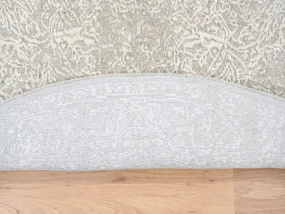 Modern / Contemporary hand-knotted wool/art silk rug in Beige, 6' x 6' — SKU O063270 (view 3)