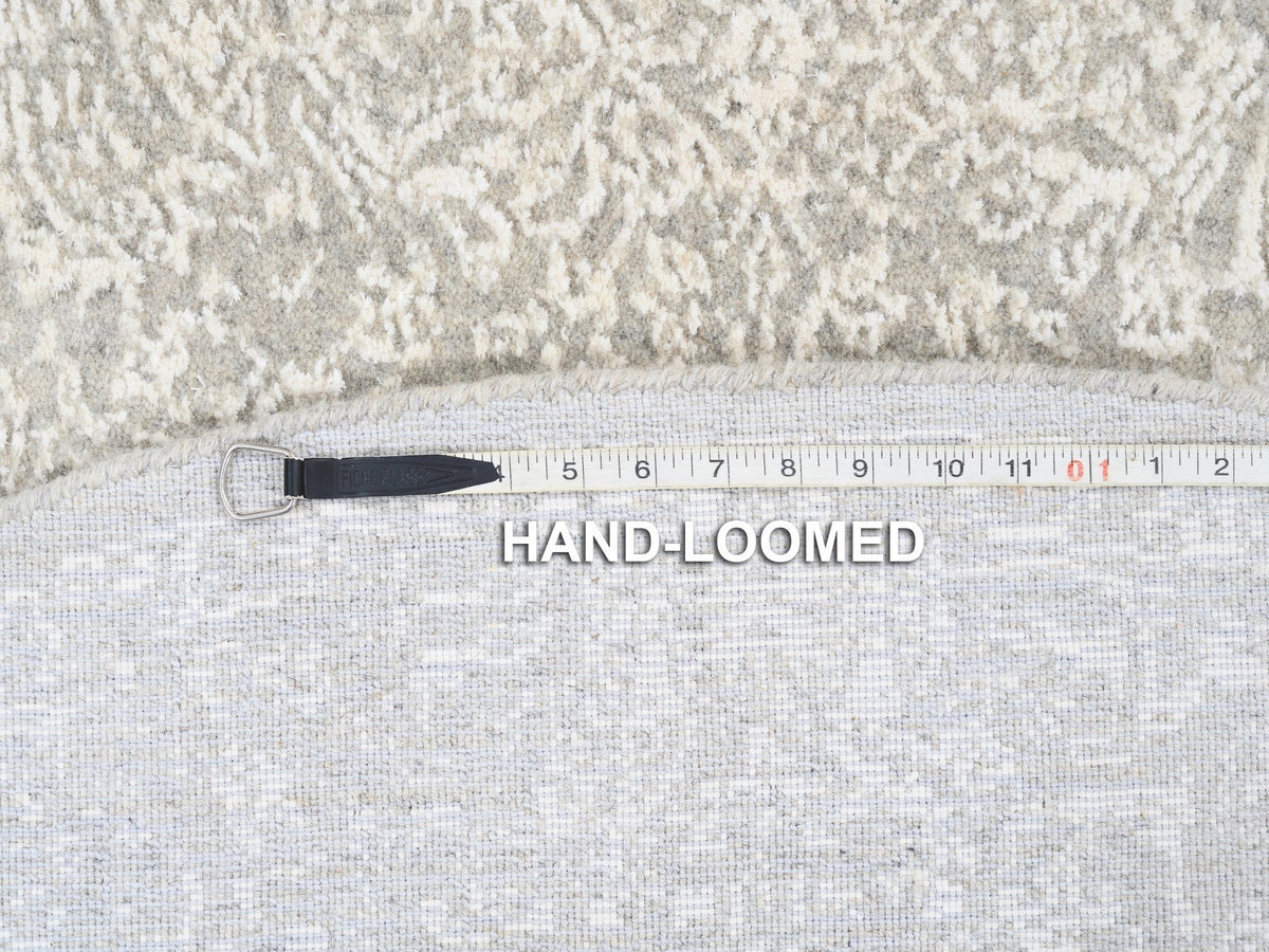 Modern / Contemporary hand-knotted wool/art silk rug in Beige, 6' x 6' — SKU O063270 (view 8)