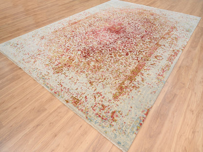 Pink 10'0" x 14'0" Modern / Contemporary Hand knotted Wool/Silk Rug - Sku: O063271