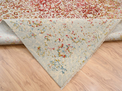 Pink 10'0" x 14'0" Modern / Contemporary Hand knotted Wool/Silk Rug - Sku: O063271