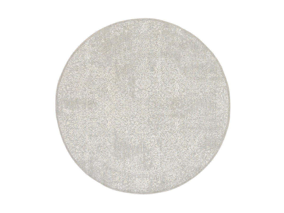 Modern / Contemporary hand-knotted wool/art silk rug in Beige, 6' x 6'1" — SKU O063272