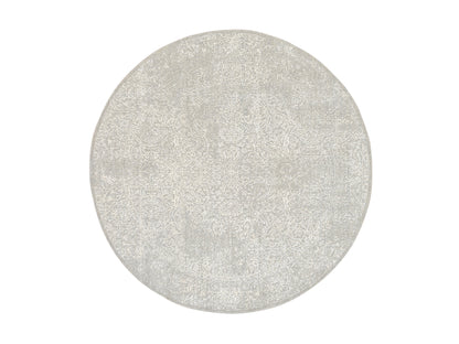 Modern / Contemporary hand-knotted wool/art silk rug in Beige, 6' x 6'1" — SKU O063272