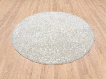 Modern / Contemporary hand-knotted wool/art silk rug in Beige, 6' x 6'1" — SKU O063272 (view 2)