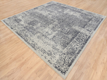 Grey 10'0" x 10'1" Modern / Contemporary Handloom Wool/Silk Rug - Sku: O063276