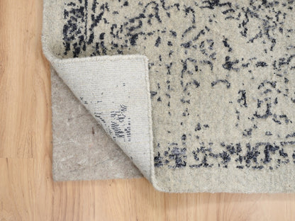 Grey 10'0" x 10'1" Modern / Contemporary Handloom Wool/Silk Rug - Sku: O063276