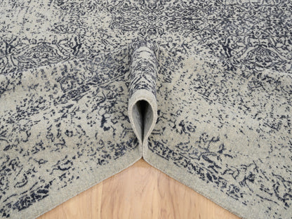 Grey 10'0" x 10'1" Modern / Contemporary Handloom Wool/Silk Rug - Sku: O063276
