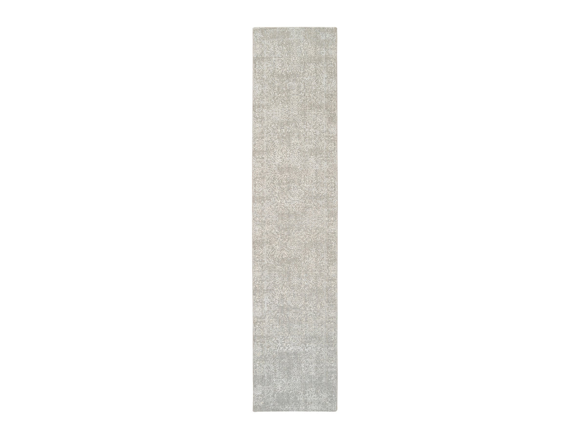 Modern / Contemporary hand-knotted wool/art silk runner in Beige, 2'7" x 12' — SKU O063278