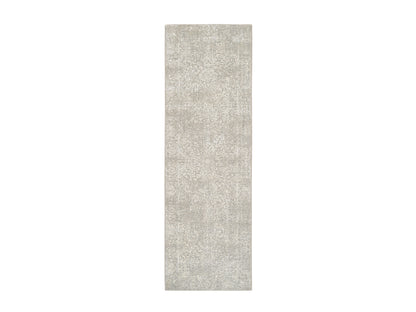Modern / Contemporary hand-knotted wool/art silk runner in Beige, 2'6" x 8' — SKU O063280