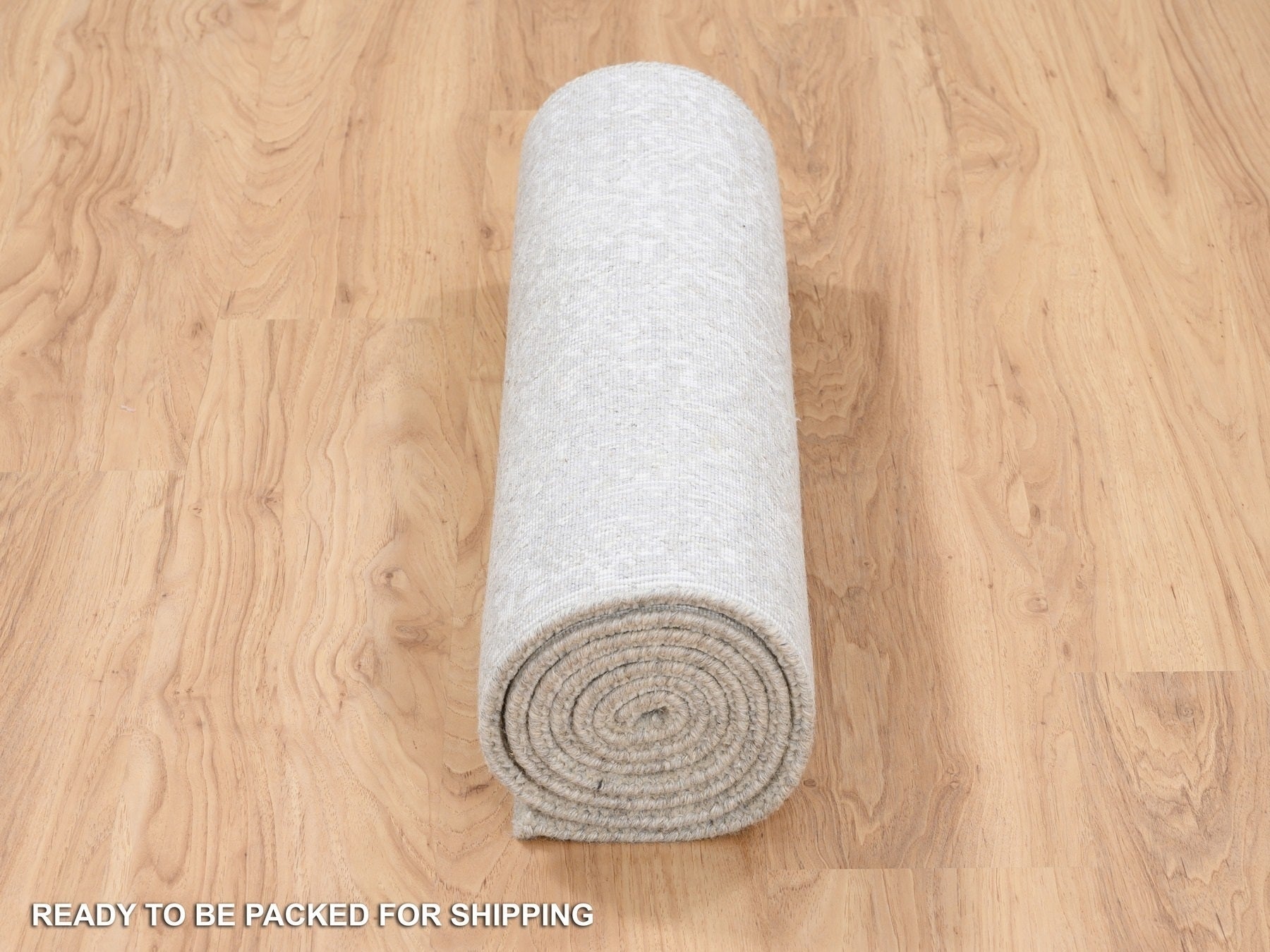 Modern / Contemporary hand-knotted wool/art silk runner in Beige, 2'6" x 8' — SKU O063280 (view 6)