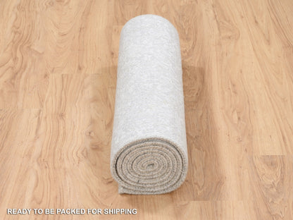 Modern / Contemporary hand-knotted wool/art silk runner in Beige, 2'6" x 8' — SKU O063280 (view 6)