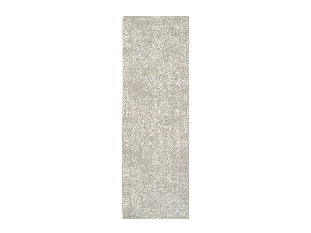 Modern / Contemporary hand-knotted wool/art silk runner in Beige, 2'5" x 7'10" — SKU O063282